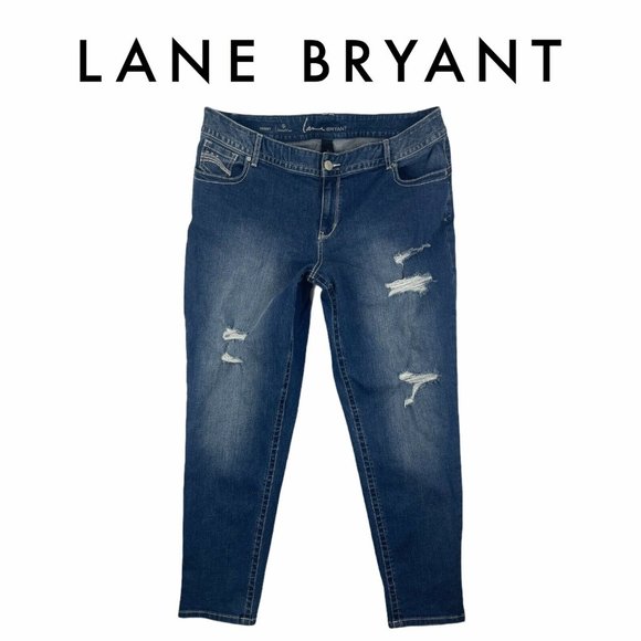 Lane Bryant Womens Size 20 Genius Fit Jeans Skinny Denim‎ Distressed Plus - Picture 1 of 11